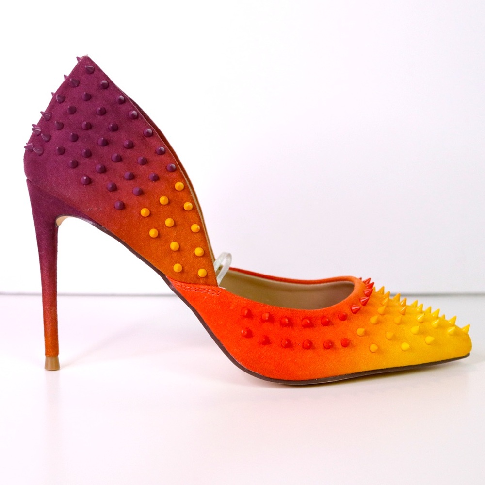 Steve Madden Ombré Spiked Studded Pumps Purple Orange Yellow Size 6 Testy